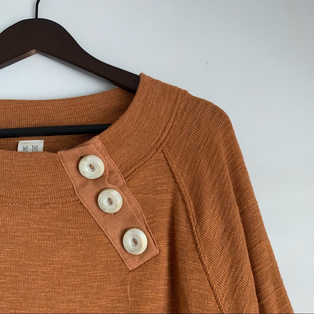 We The Free Scoop Neck Button Accent Sweater in Rust
